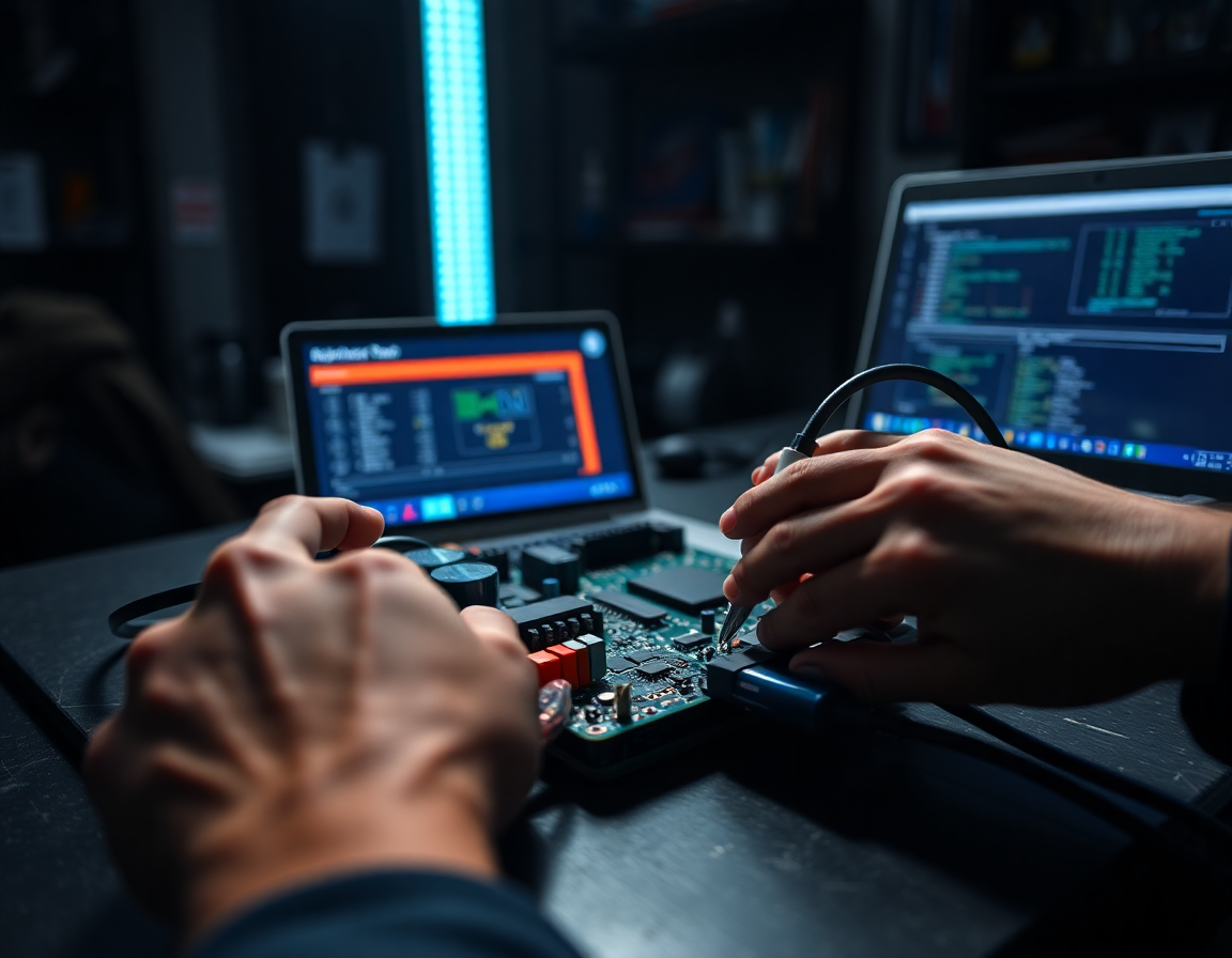 Bench reading a GPEC PCM alongside an HP Tuners workflow